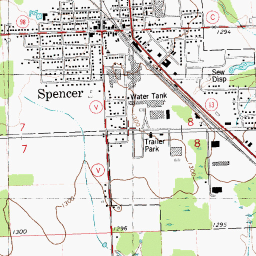 Topographic Map of Spencer Fire Department, WI