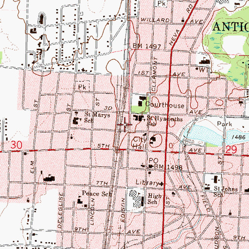Topographic Map of Antigo Fire Department, WI