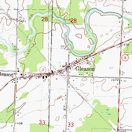 Topographic Map of Russell Fire Department, WI