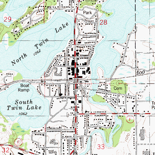 Topographic Map of Amery Fire Department, WI