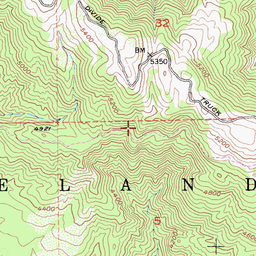 Topographic Map of Barker Valley Spur, CA