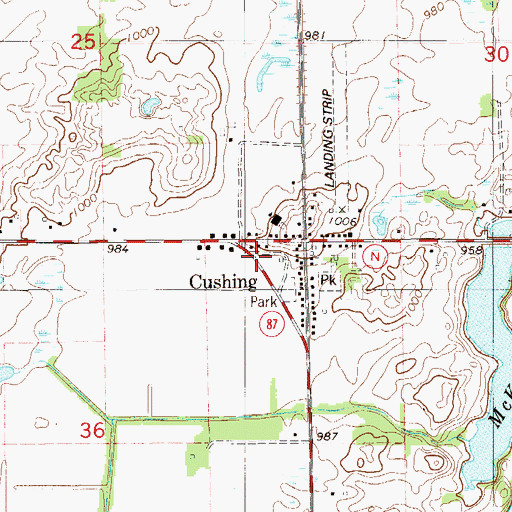 Topographic Map of Cushing Volunteer Fire Department, WI