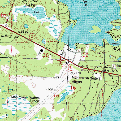 Topographic Map of Manitowish Waters Fire Department, WI