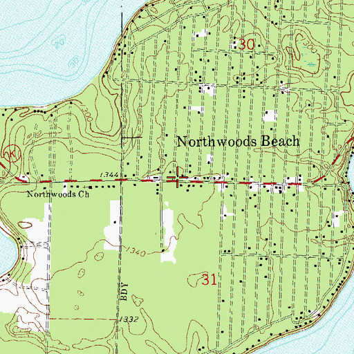 Topographic Map of Bass Lake Volunteer Fire Department, WI