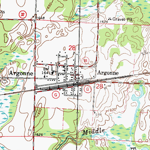 Topographic Map of Argonne Fire Department, WI