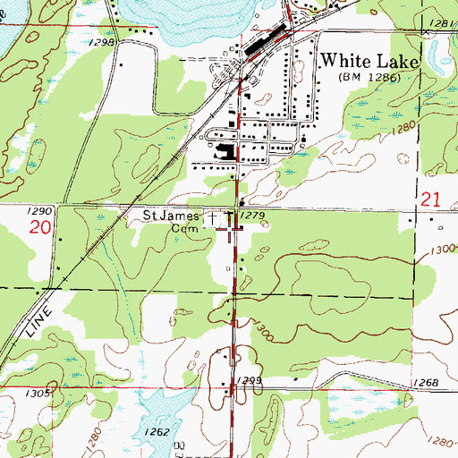 Topographic Map of White Lake Volunteer Fire Department, WI