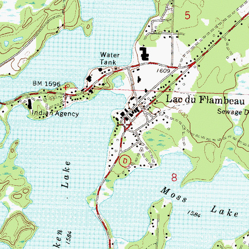Topographic Map of Lac du Flambeau Fire and Ambulance Department Station 1, WI