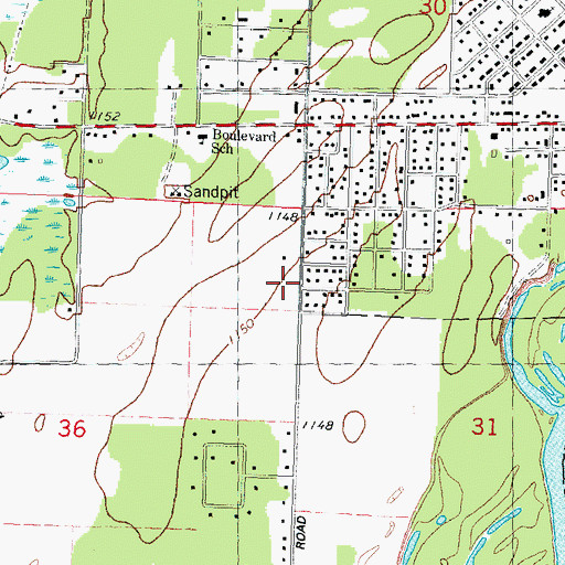 Topographic Map of Mosinee Fire Department, WI