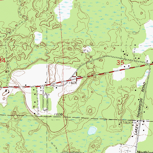 Topographic Map of Pine Lake Fire Rescue Department - Station 2, WI
