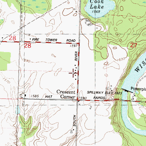 Topographic Map of Crescent Fire Department Station 2, WI