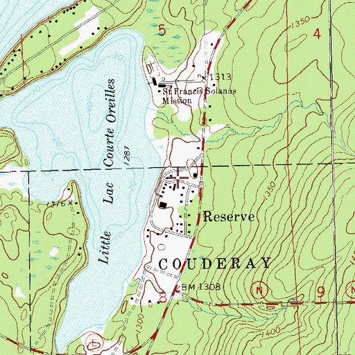 Topographic Map of Lac Courte Oreilles Volunteer Fire Department Station 2, WI