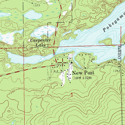 Topographic Map of Lac Courte Oreilles Volunteer Fire Department Station 1, WI