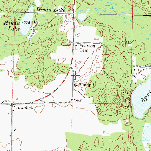 Topographic Map of Pickerel Volunteer Fire and Rescue Station 3, WI