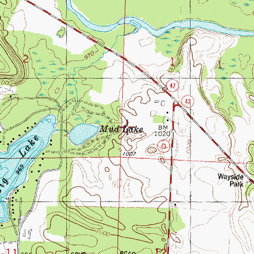 Topographic Map of Middle Village Fire Department, WI