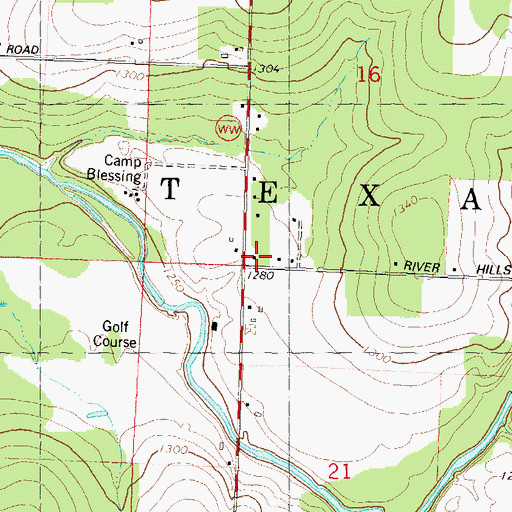 Topographic Map of Texas Township Fire Department, WI