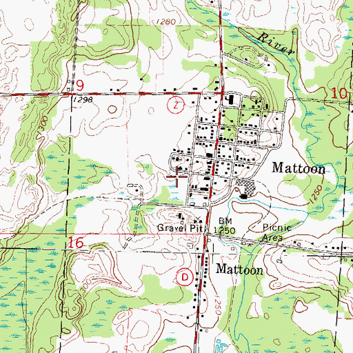Topographic Map of Mattoon Fire Department, WI