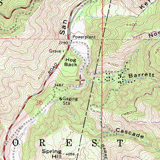 Topographic Map of Barrett Canyon, CA