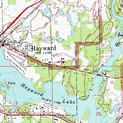 Topographic Map of Hayward Township Fire Department, WI