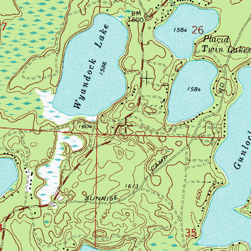 Topographic Map of Lac du Flambeau Fire and Ambulance Department Station 2, WI