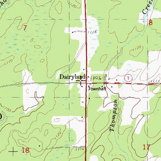 Topographic Map of Dairyland Volunteer Fire and Rescue Station 1, WI