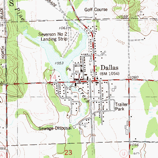 Topographic Map of Dallas - Sioux Creek Joint Fire Department, WI