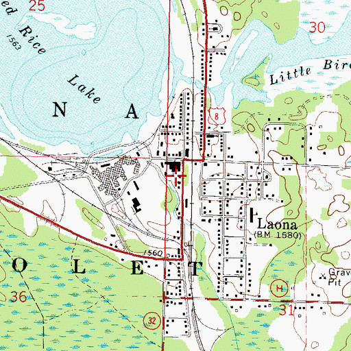 Topographic Map of Laona Fire Department, WI