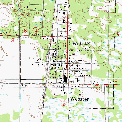 Topographic Map of Webster Volunteer Fire Department, WI