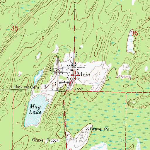 Topographic Map of Alvin Volunteer Fire and Rescue, WI
