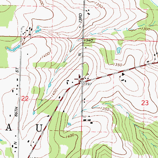 Topographic Map of Wausau Township Volunteer Fire Department, WI