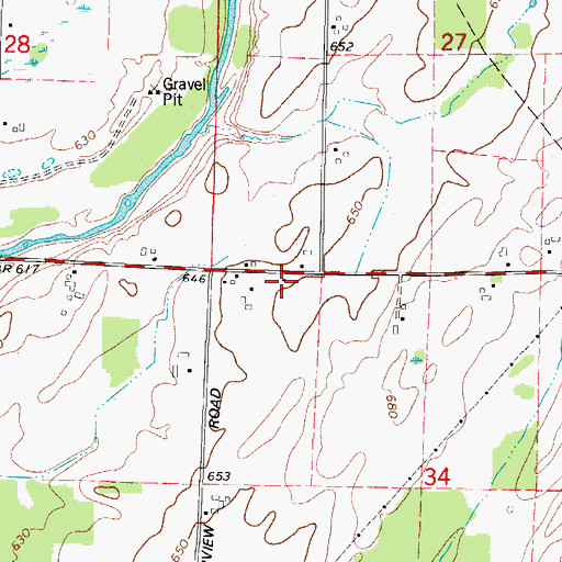 Topographic Map of Little River Volunteer Fire Department, WI