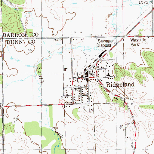 Topographic Map of Ridgeland - Wilson Fire Department, WI