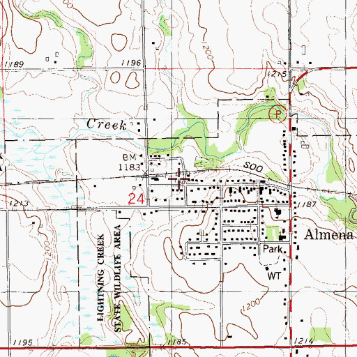 Topographic Map of Almena - Clinton - Arland Fire District, WI