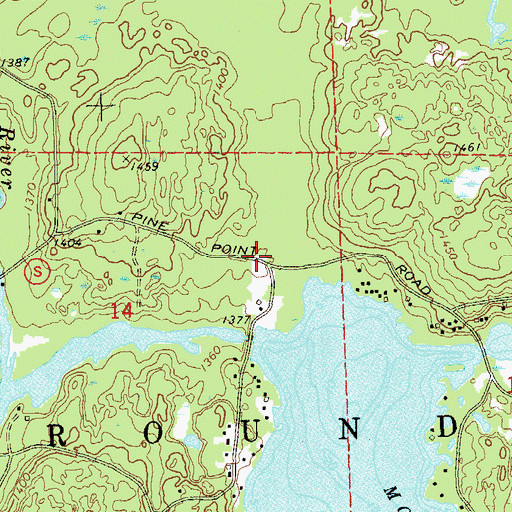 Topographic Map of Town of Round Lake Fire Department - Station 1, WI