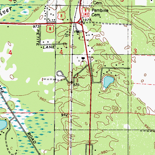 Topographic Map of Dunbar - Pembine - Beecher Fire Department, WI