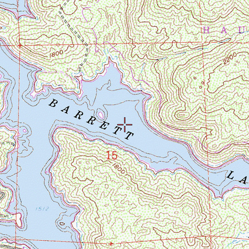Topographic Map of Barrett Lake, CA