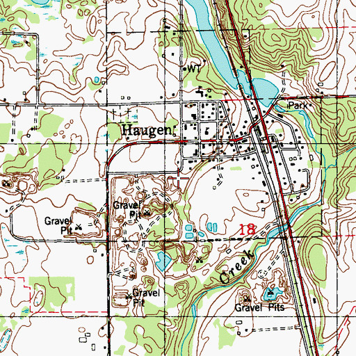 Topographic Map of Bear Lake Haugen Fire Department, WI