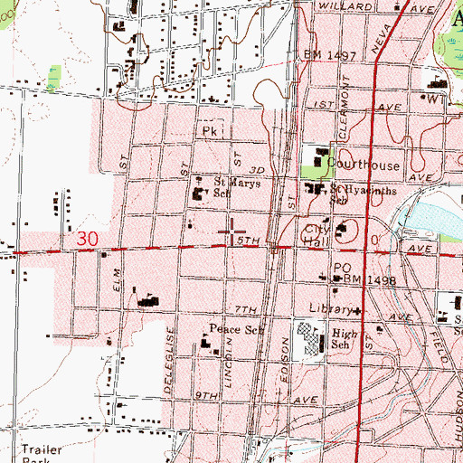 Topographic Map of Langlade County Rural Fire Control, WI