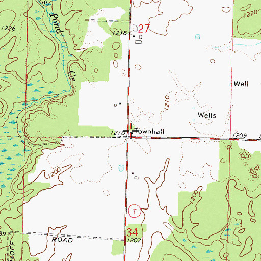 Topographic Map of Doty Volunteer Fire Department, WI