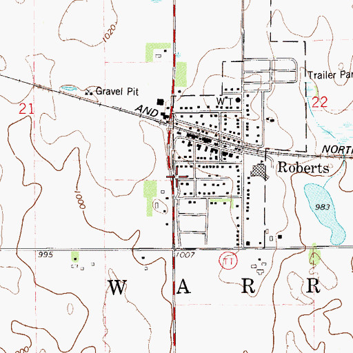 Topographic Map of Roberts Warren Fire and Rescue Department, WI