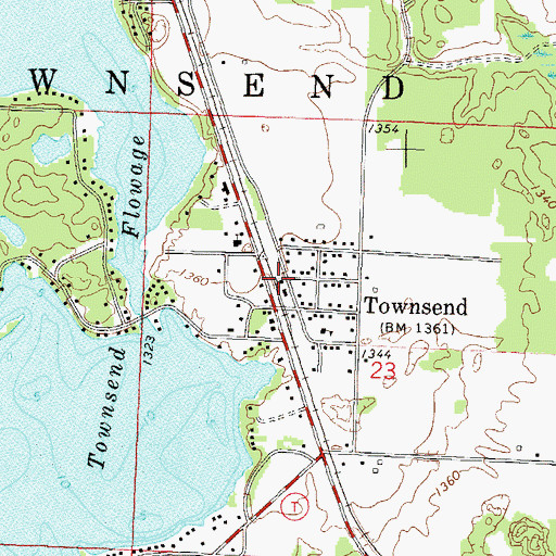 Topographic Map of Townsend Fire Department, WI