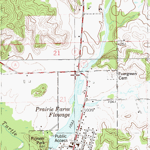 Topographic Map of Prairie Farm - Sheridan Fire Department, WI