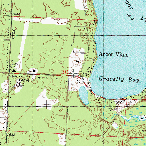 Topographic Map of Arbor Vitae Volunteer Fire and Rescue Department, WI
