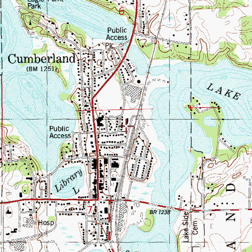Topographic Map of Cumberland Fire Station District, WI