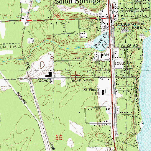 Topographic Map of Solon Springs Volunteer Fire Department, WI