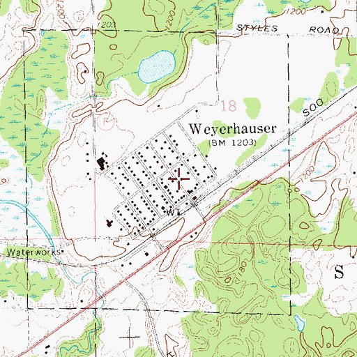 Topographic Map of Weyerhaeuser Fire Department District 6, WI
