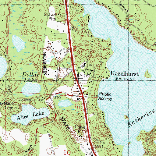 Topographic Map of Hazelhurst Volunteer Fire Department, WI