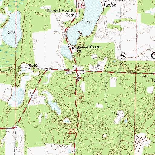 Topographic Map of Scott Township Volunteer Fire Department, WI