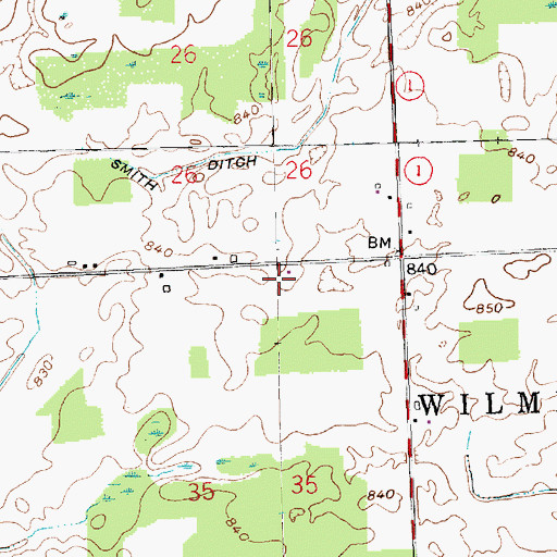 Topographic Map of Greuter Field, IN