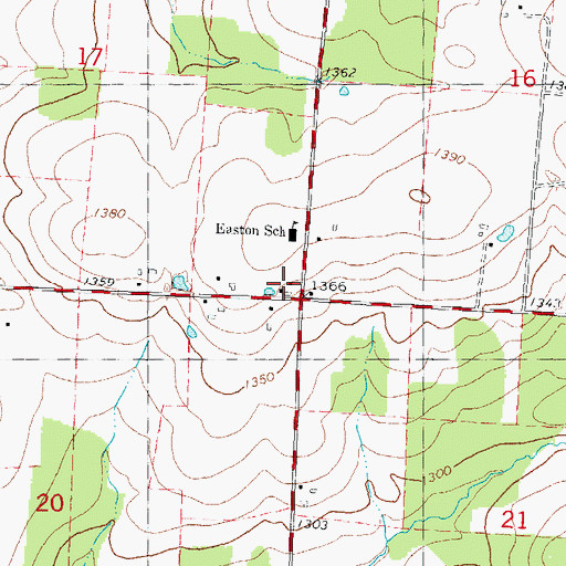 Topographic Map of Easton Volunteer Fire Department, WI