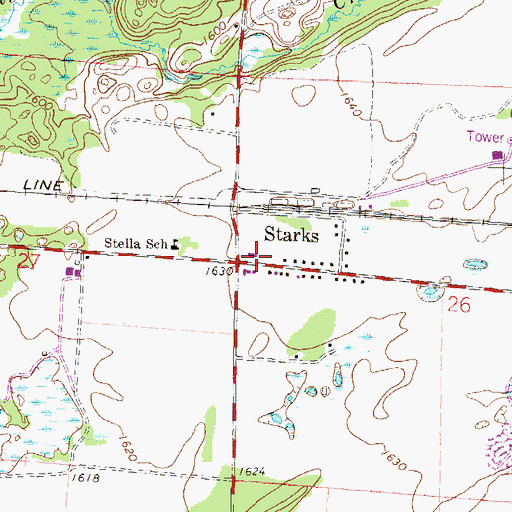 Topographic Map of Stella Volunteer Fire Department, WI